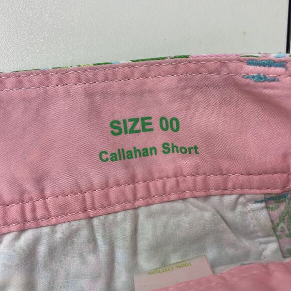 Lilly Pulitzer Callahan Shorts Pink Green Chomp Chomp Print Women 00 Preppy - Picture 8 of 8